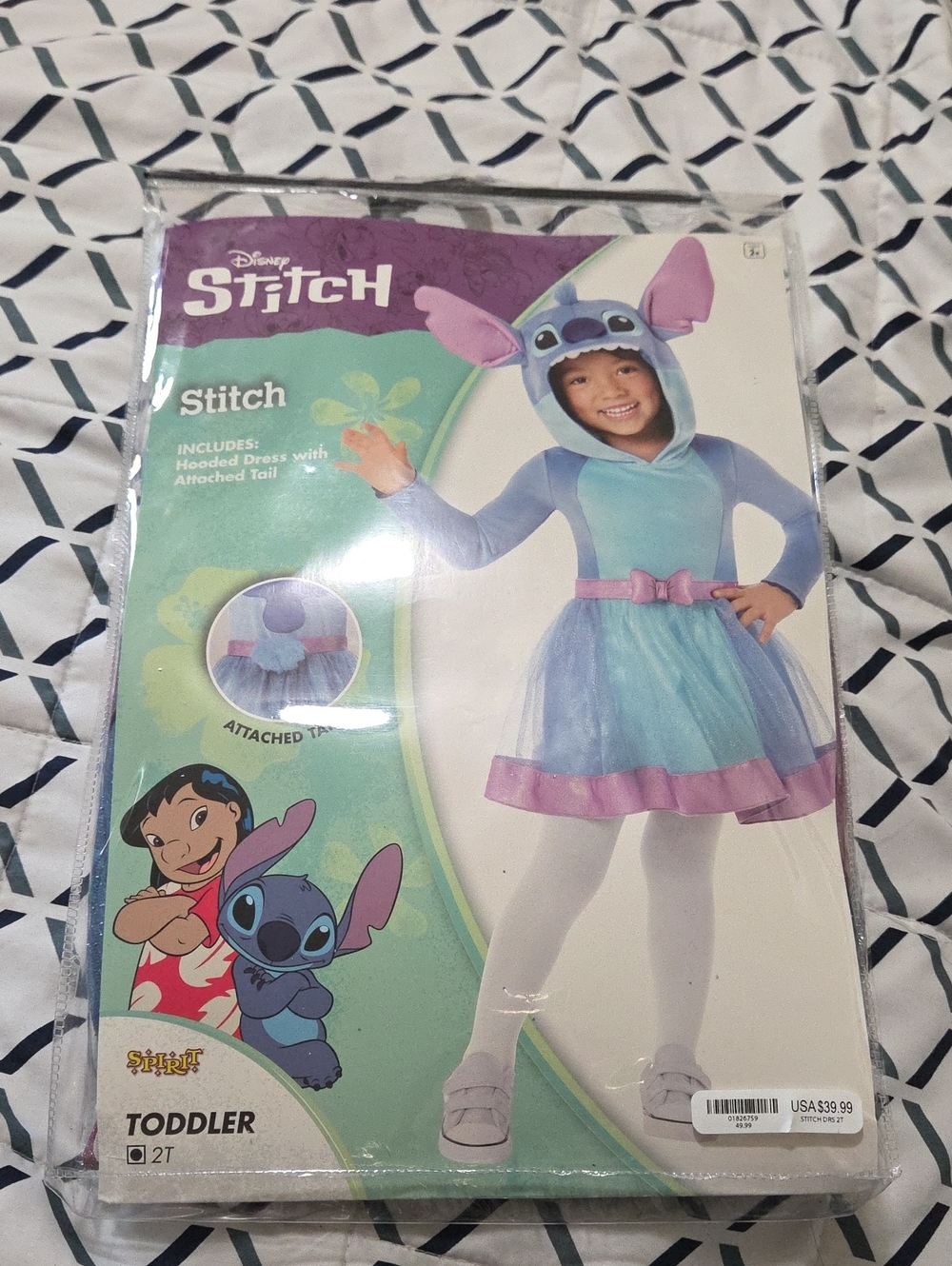 Disney Stitch Toddler Blue and Purple Hooded Tulle Dress Costume 2T